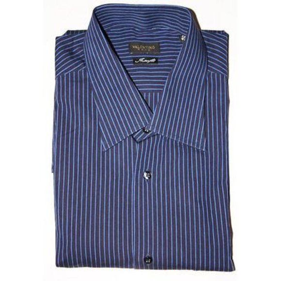 Valentino Other - VALENTINO Roma INTERFIT Dress SHIRT Cotton Striped Blue 17 1/2 ( 44  )